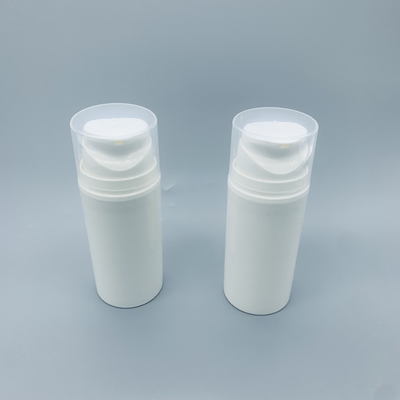 व्हाइट प्लास्टिक प्रेस पीपी वायुहीन बोतल प्रसाधन सामग्री वितरण