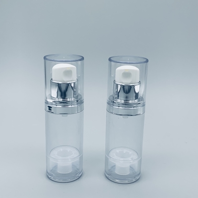 चांदी पारदर्शी कॉस्मेटिक पैकेजिंग लोशन सार पीपी वायुहीन लोशन पंप बोतल